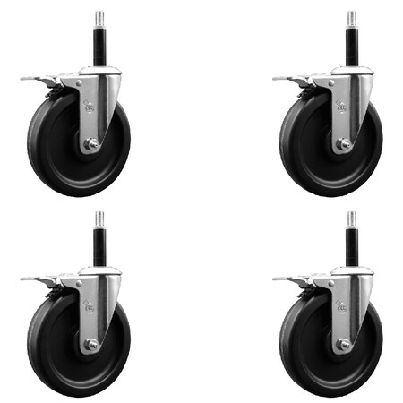 Service Caster 6'' Phenolic Swivel 3/4'' Expanding Stem Caster Set Total Lock Brake, 4PK SCC-EXTTL20S615-PHS-34-4